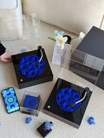 Boîte à musique Bluetooth personnalisée en acrylique avec rose éternelle et haut-parleur intégré, idéale pour Noël et les cadeaux de remise de diplôme