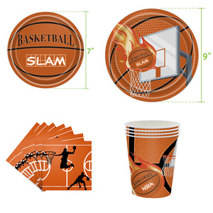 Assiettes en carton Slam de basketball, rondes de 7 pouces, pour fête d'anniversaire - Product Image 5