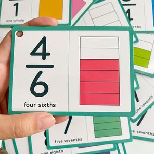 Fournitures scolaires, aides pédagogiques pratiques pour l'enseignement des mathématiques, cartes à code couleur pour l'éducation précoce, outil d'apprentissage, jeu de fractions, cartes flash - Product Image 3