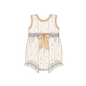 ชุดรอมเปอร์เด็กผู้หญิง SR4120 ลายดอกสีส้ม ลายทาง ขายส่ง ชุดจั๊มสูทแขนกุดสำหรับเด็ก - Product Image 4