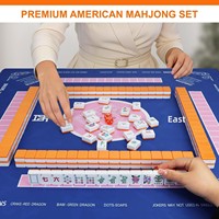Jeu de Mahjong Américain Artistique Coloré avec Tuiles Acryliques à Dos Orange NMJL Standard Motif Personnalisé OEM ODM Vente en Gros Divertissement