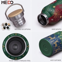 Bouteille d'eau en acier inoxydable 304 de 500 ml et 750 ml, série Noël, avec couvercle personnalisé en forme de chapeau de Noël, pour cadeau de Noël, fabrication OEM ODM sur mesure