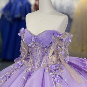 Robe de Quinceañera violette Dy6910, robe de bal à épaules dénudées, robe de Sweet 16 Jancember - Product Image 2