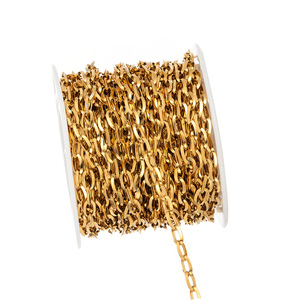 Beveled Oval Link Chain | 18K PVD Gold Stainless Steel Square <b>Wire</b> Chain for DIY Necklace Bracelet Making - Product Image 4