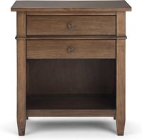 Mesa de Noche de Madera Maciza de 24 Pulgadas de Ancho, Estilo Rústico Natural, Color Marrón Envejecido, Transicional, para Dormitorio, con 2 Cajones
