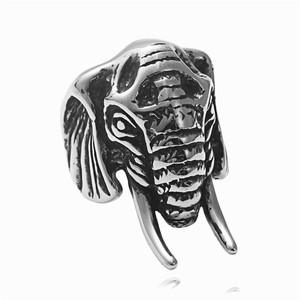 <b>Elephant</b> Ring Men's Retro Gold Stainless Steel Animal Shape Jewelry <b>Gift</b> - Product Image 5