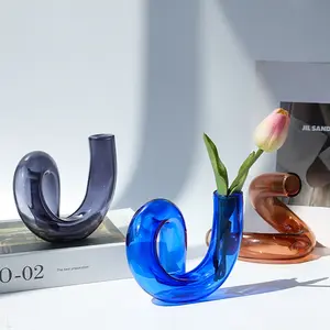 Etsy bestseller vaso de vidro personalizado, cores nórdicas, decoração irregular, novidade, em formato de flor, vaso de flores, para flores única, decoração de casa
