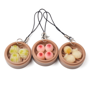 Colgante creativo con modelo simulado de comida dim sum cantonesa, mini vaporera para desayuno, juguete de comida, llavero promocional - Product Image 5