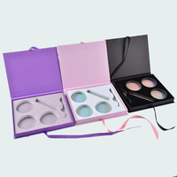 Boîtes en carton PVC pliables pour kit de cils, boîtes en papier couleur douce, impression UV avec logo personnalisé, boîte cadeau pour salon de beauté