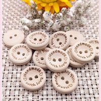 Boutons mélangés en bois, 2 trous, 200 pièces, boutons ronds, symbole de cœur, pour bricolage, couture, artisanat gravé à la main avec amour