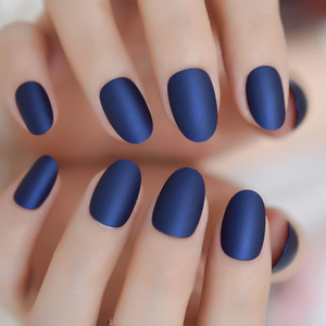Prensa en las <span class=keywords><strong>uñas</strong></span> Azul oscuro Mate Corto Faux Ongles Manicura Acrílico <span class=keywords><strong>Uñas</strong></span> Encantos - Product Image 2