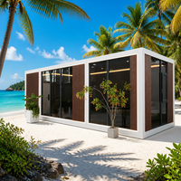 Bureau de jardin préfabriqué modulaire avec bande LED lumineuse et façade en verre large pour une solution de conception de bureau à distance