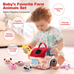 Juego de Juguetes Sensoriales de Animales de Granja Montessori con Almacenamiento en Forma de Granero, <span class=keywords><strong>Juguete</strong></span> de Desarrollo Temprano para Bebés de 6 a 18 Meses - Product Image 2