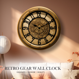 <span class=keywords><strong>Horloge</strong></span> romaine de luxe faite à la main ronde Style industriel engrenages véritable décor de ferme mobile tournant avec <span class=keywords><strong>horloge</strong></span> à engrenages mobiles - Product Image 1