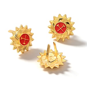 Gold Metal Shank <b>Buttons</b> with Embossed Logo Pattern Classic Round Design for Uniforms and Formal Wear - Product Image 5