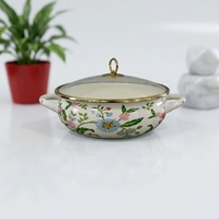 Marmite Luhong Ruyi grande capacité, classique, en fonte émaillée, avec couvercle en verre, revêtement antiadhésif, logo personnalisé, compatible gaz et induction