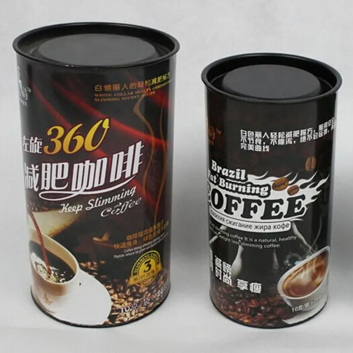 Custom Coffee Packaging Paper Cardboard Tube with Metal Lid