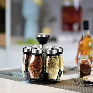 منظم توابل دوار للمطبخ مع 6 زجاجات زجاجية للأعشاب والملح والفلفل - Product Image 6