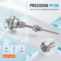 Sensor RTD Pt100 IP65 HK-PT120 Probe Temperatur Industri Berlapis Baja untuk Aplikasi Kimia Perminyakan, Boiler, dan Tenaga Listrik