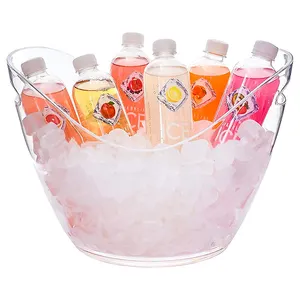 Factory Direct 4 L 8 L 12 L Boat Bowl Custom Clear Plastic Acrylic Champagne Wine Beer Ice Bucket Bar Drink Cooler With Handle