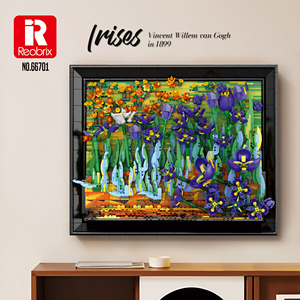 Reobrix 66701 3480PCS Ensemble <span class=keywords><strong>de</strong></span> blocs <span class=keywords><strong>de</strong></span> <span class=keywords><strong>construction</strong></span> Van Gogh Iris Flower, modèle <span class=keywords><strong>de</strong></span> jouet éducatif technique en plastique, cadeau moderne pour les fêtes - Product Image 1