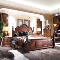 Luxuriöse Massivholz-Schlafzimmersets in Kingsize, Amerikanischer Stil, Handgeschnitzte Massivholzmöbel für Moderne & Traditionelle Häuser