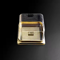 Mini Gâteau Desserts Cuisson Clair Transparent Carré En Plastique Récipient Rotondité Boîte D'emballage Base Dorée Alimentaire Gelée Jus Sucre
