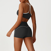 Ensemble de sous-vêtements de sport hautement élastiques D-SM2535TZ-7, débardeur uni, short, soutien-gorge, bretelles, décontracté, fitness, course à pied, yoga pour l'été