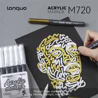 Marqueur de peinture acrylique doré de luxe, stylo liquide direct or métallisé vif pour bois, tissu, cuir, bricolage, artisanat, art professionnel