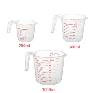 주문 로고 음식 급료 250ml 500ml 600ml 1000ml 쌓을수 있는 플라스틱 측정 컵 세트 주전자