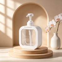 Pulvérisateur à pompe rechargeable sécurisé pour enfants, bouteille carrée transparente en PET de 300 ml/500 ml pour gel douche bébé et désinfectant pour les mains pour enfants