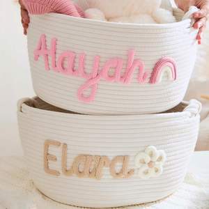 Cesta de Almacenamiento Tejida a Mano con Monograma, de Algodón, Moderna, para Guardar Juguetes de Bebé, Regalo de Acción de Gracias, Marca Personalizada, China - Product Image 1