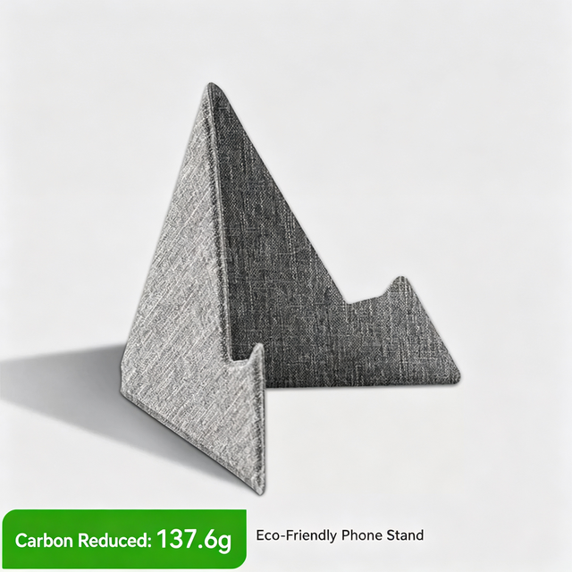 Customizable Eco RPET Phone Stand Foldable Cable Organizer Triangle Desk Holder for home and Office