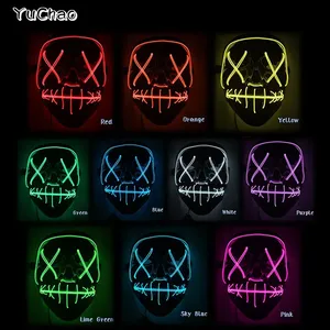 <span class=keywords><strong>Halloween</strong></span> LED luminoso <span class=keywords><strong>Horror</strong></span> Purge Full Face maschera <span class=keywords><strong>Film</strong></span> spaventoso luce luminosa maschera al Neon Bar forniture per Cosplay per feste - Product Image 5
