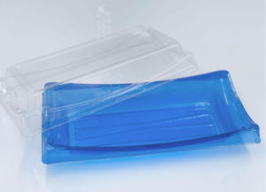 Barquette jetable carrée en PET BYJ-6140 pour sushis et salades à emporter, usage industriel, commande personnalisée acceptée, bleu transparent 0,5 mm - Product Image 3