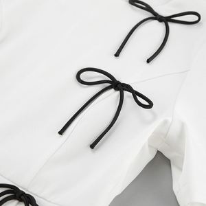 Dropshipping moda estate nuovo abito Midi manica corta per le donne nero bianco contrasto colore carino Y2K naturale <span class=keywords><strong>con</strong></span> <span class=keywords><strong>spacco</strong></span> laterale - Product Image 6