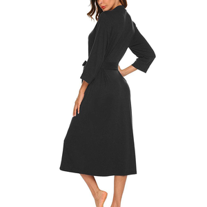 Vestaglia da Notte Personalizzata in Bambù e Spandex per Donna, Pigiama Lungo Tinta Unita, Abbigliamento da Casa, Indumenti da Notte, Camicia da Notte Femminile - Product Image 5