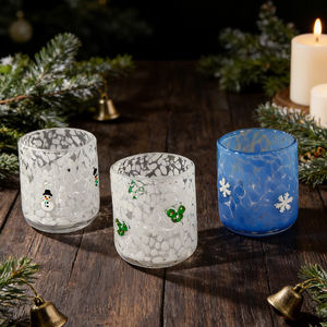 Vaso <span class=keywords><strong>de</strong></span> Vidrio Navideño, Vaso para Jugo, Vaso para Beber, Hecho a Mano, Gran Cantidad, Precio Bajo en Oferta - Product Image 2