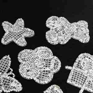 Nouvelle Patchwork en maille ajourée avec strass, motifs Cœur, Ours, Papillon, Étoile de mer, Fleur pour la décoration de sacs, vêtements et textiles de maison - Product Image 2