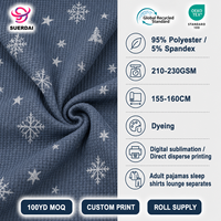 Tela de Punto Waffle Térmica de Poliéster y Spandex Estampada, de Secado Rápido y Retención de Calor, Suministro por Rollo para Fábricas de Ropa Interior Térmica