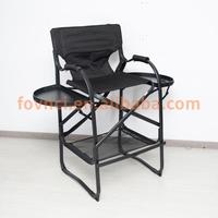 Chaise de maquillage pliante en alliage d'aluminium à haut pied chaise directrice élévatrice Double plateau appui-tête meubles commerciaux chaise de beauté