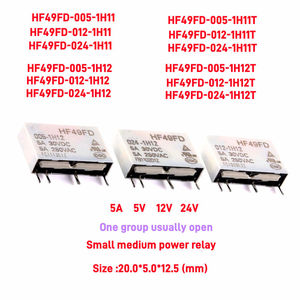 รีเลย์กำลังขนาดเล็ก HF49FD-005-1H11 HF49FD-012-1H11T HF49FD-024-1H12T HF49FD-005 012 024 1H11 1H12 5A 5V 12V 24V DC รุ่น HF49FD - Product Image 2