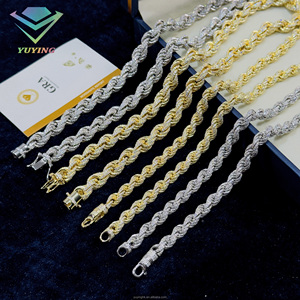 Fashion necklace diamond <b>rope</b> <b>chain</b> VVS moissanite Gold plated 925 sterling sliver GRA certificate Pass diamond tester Unisex - Product Image 4