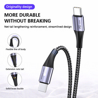 Cable de Carga Rápida USB-C a Tipo-C de 100W con Luz LED para Computadora IOS, Impresora, Teléfono Móvil y Banco de Energía