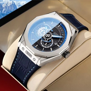 BG8601-B Men Automatic <b>Watch</b> 42.5mm <b>Mechanical</b> Wristwatch 50M Waterproof Sapphire Luminous Leather Strap Fashion - Product Image 2