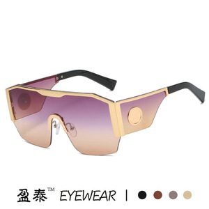 Eyewear Unisex <b>Oversized</b> <b>Sunglasses</b> UV400 PC Lens Plastic Metal Frame Fashion Street Style - Product Image 4