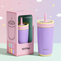 Bouteille d'eau isotherme portable en acier inoxydable à double paroi de 12 oz pour enfants, sans BPA, avec couvercle à paille, vente en gros