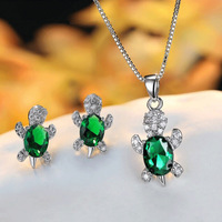 Conjunto de collares y pendientes con forma de tortuga para mujer y niña, joyería con adornos de animales, moda al por mayor