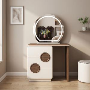 Modern Durable Makeup Vanity Table with <b>Standing</b> <b>Mirror</b> and Storage Drawers for Bedroom Furniture - Product Image 2