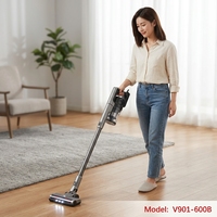 Aspirateur balai filaire 2-en-1 600W, aspirateur vertical portatif, forte aspiration 16,5 kPa, bac à poussière 0,7 L, filtration cyclonique 5 étapes